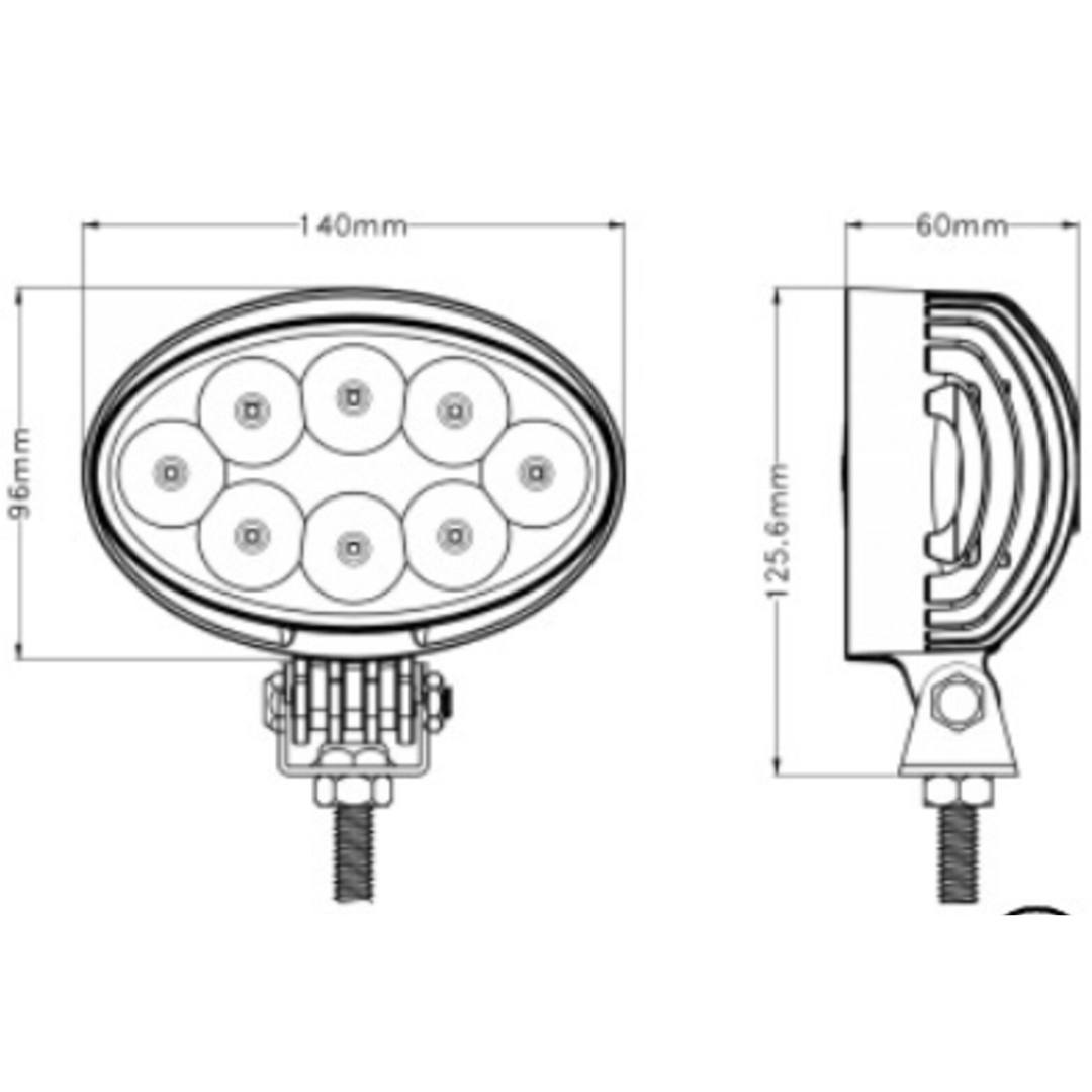 Oval LED Work Light 40W / 4000 Lumens