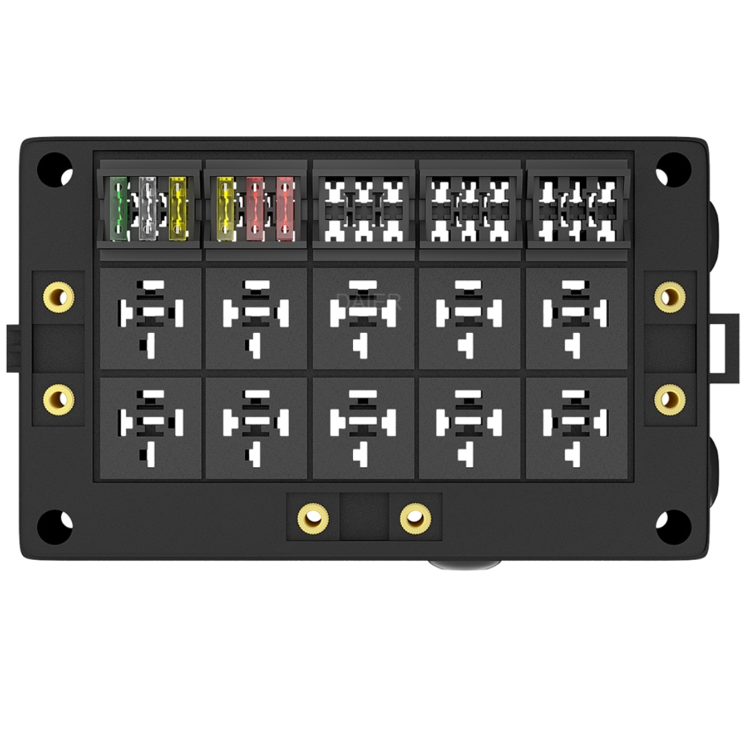 Fuse & Relay Box fits 15 Fuses & 10 Relays -