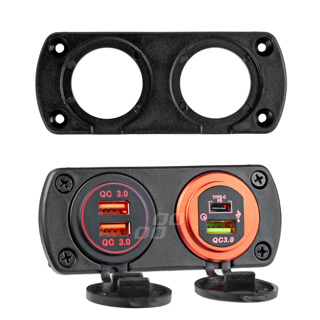 Dual Mounting Plate for USB Port, Cigarette Lighter or Voltmeter