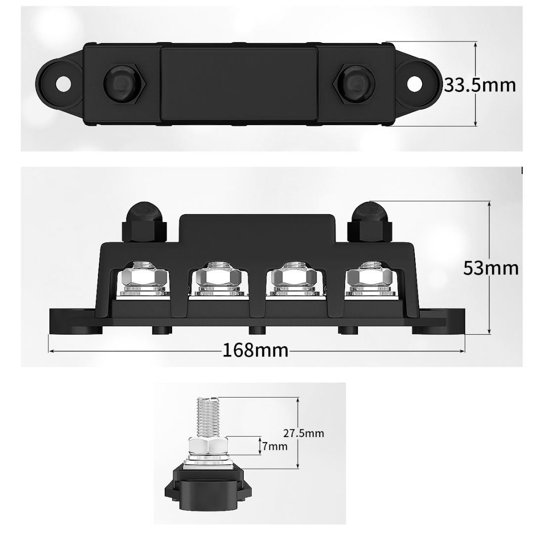 250A Busbar with 4 x M10 Studs and 3 x Screw Terminals - spo-cs-disabled - spo-default - spo-disabled - spo-notify-me-d