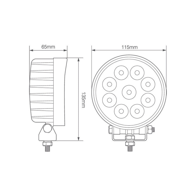 Round 27W LED Flood Light by LED Autolamps / 1930 Lumens - spo-cs-disabled - spo-default - spo-disabled - spo-notify-me