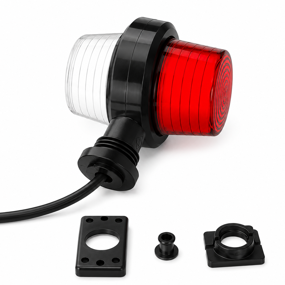 Old School Danish Short LED Outline Marker Light / Red & White Neon Lens