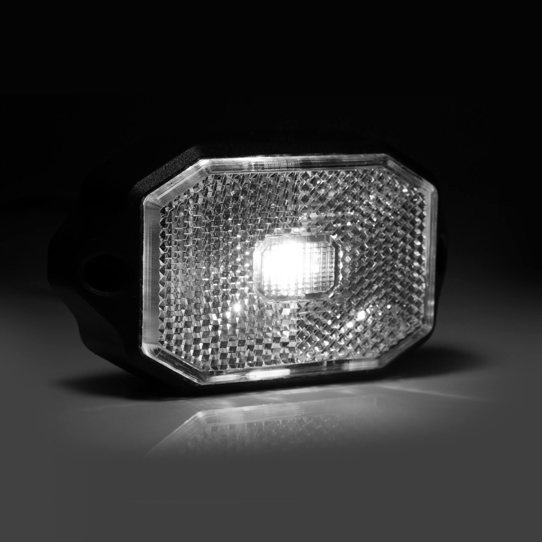 Fristom FT-069 White LED Marker Light with Reflector / Flat Bracket -