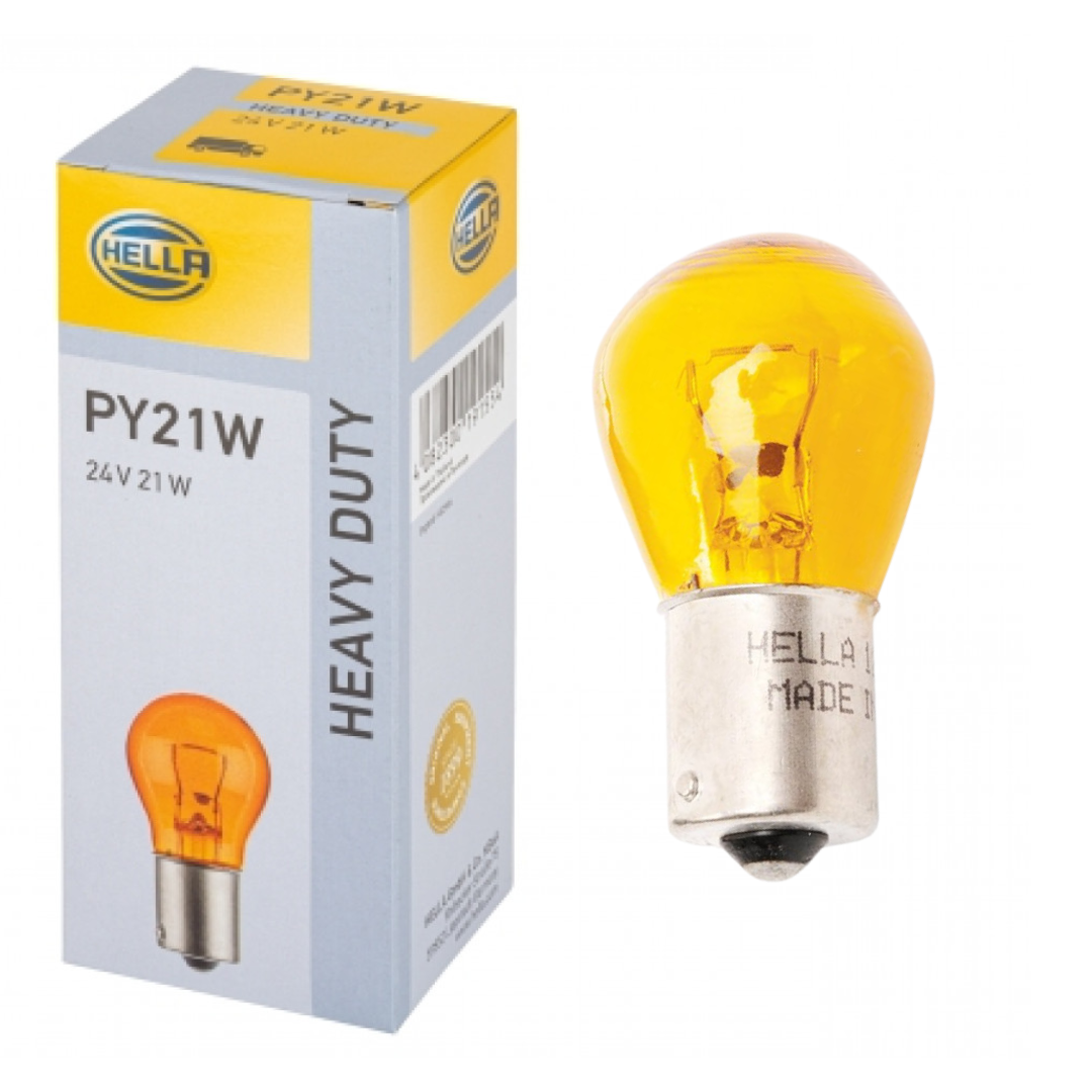 Hella 24v Tail Lamp Indicator Bulbs Amber / Straight Pins / 21w SCC / No. 241Y / Pack of 10 - Bulbs - Bulbs For Trucks