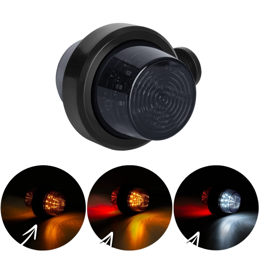 Paire De Clignotants LED Jaunes Universels - Filetage 10 Mm - Pour Moto, Scooter, Camion, Remorque - Lentilles Rondes 24 Réflecteurs