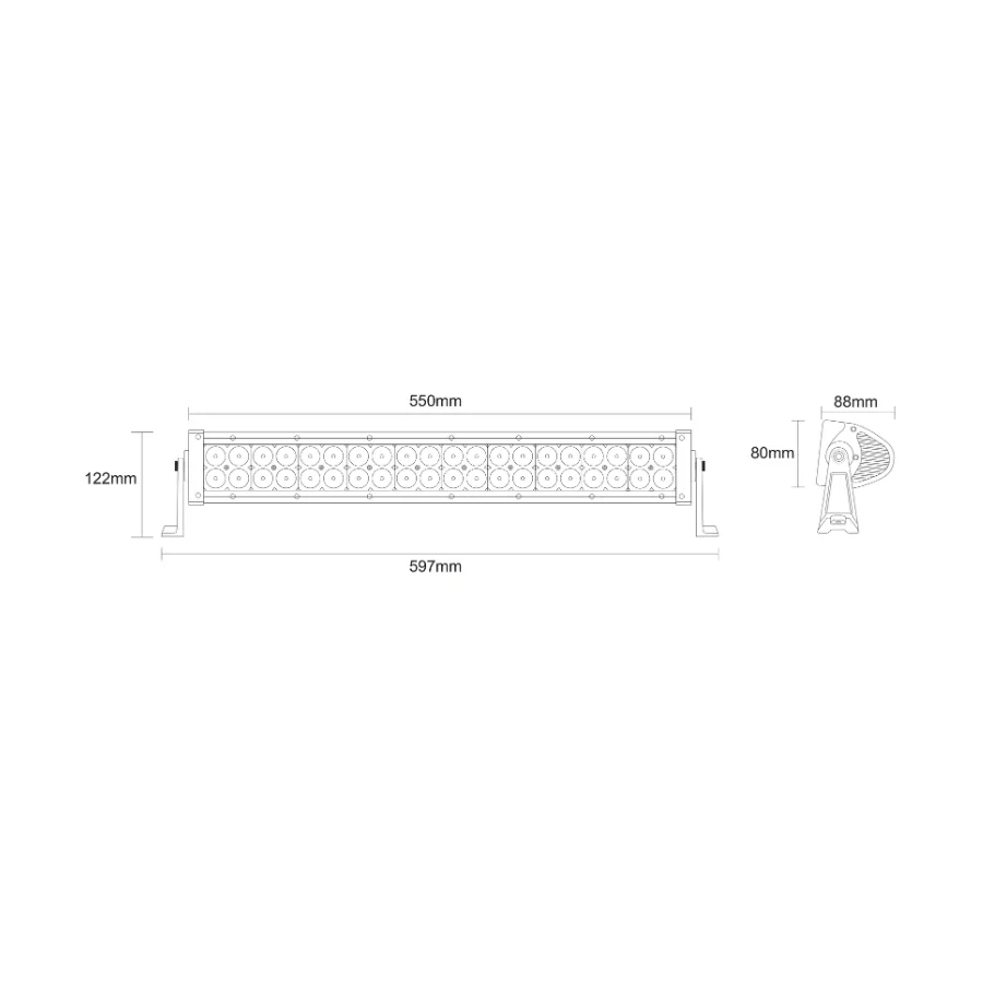 Straight LED Light Bar / Flood Beam / 60x LED / 550mm