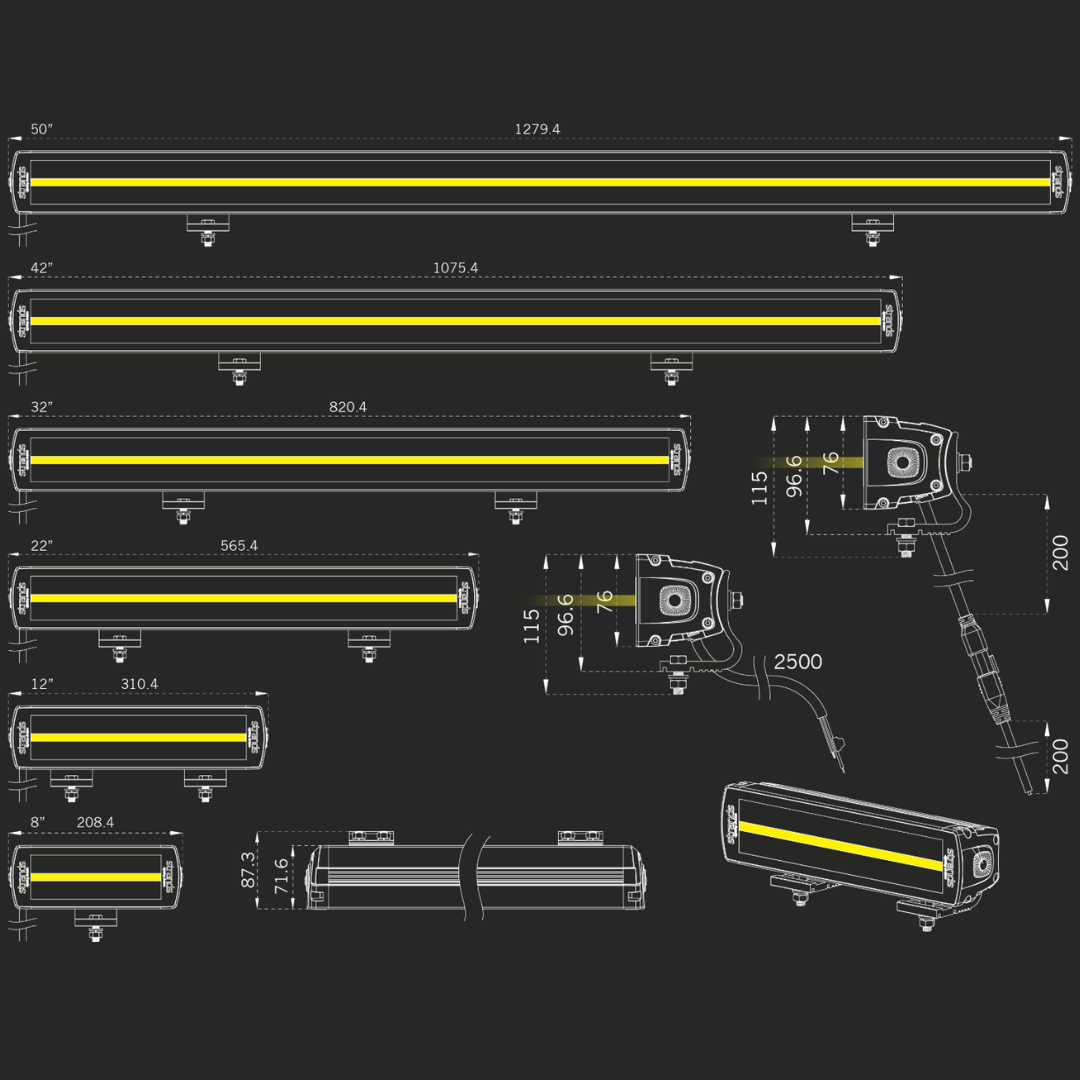 Strands Siberia Double Row Straight Light Bars / XP Range / Choose Length