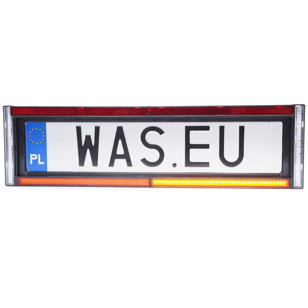 WAS W253 Number Plate Holder with Reverse Lights, Strobe, Number Plate Light & Reflector
