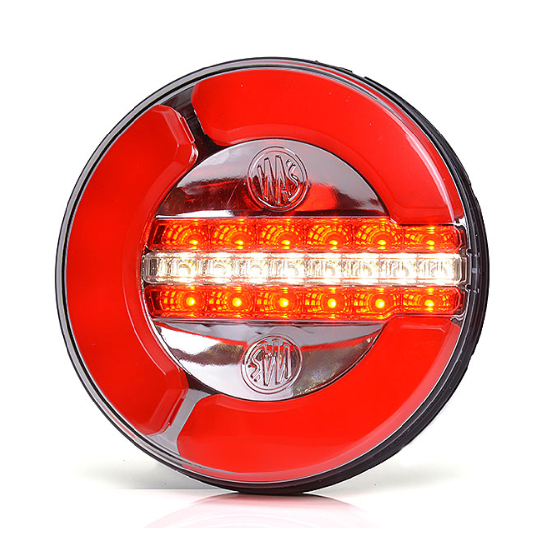 WAS W154 Round Neon Tail Light with Tail, Reverse & Fog Light
