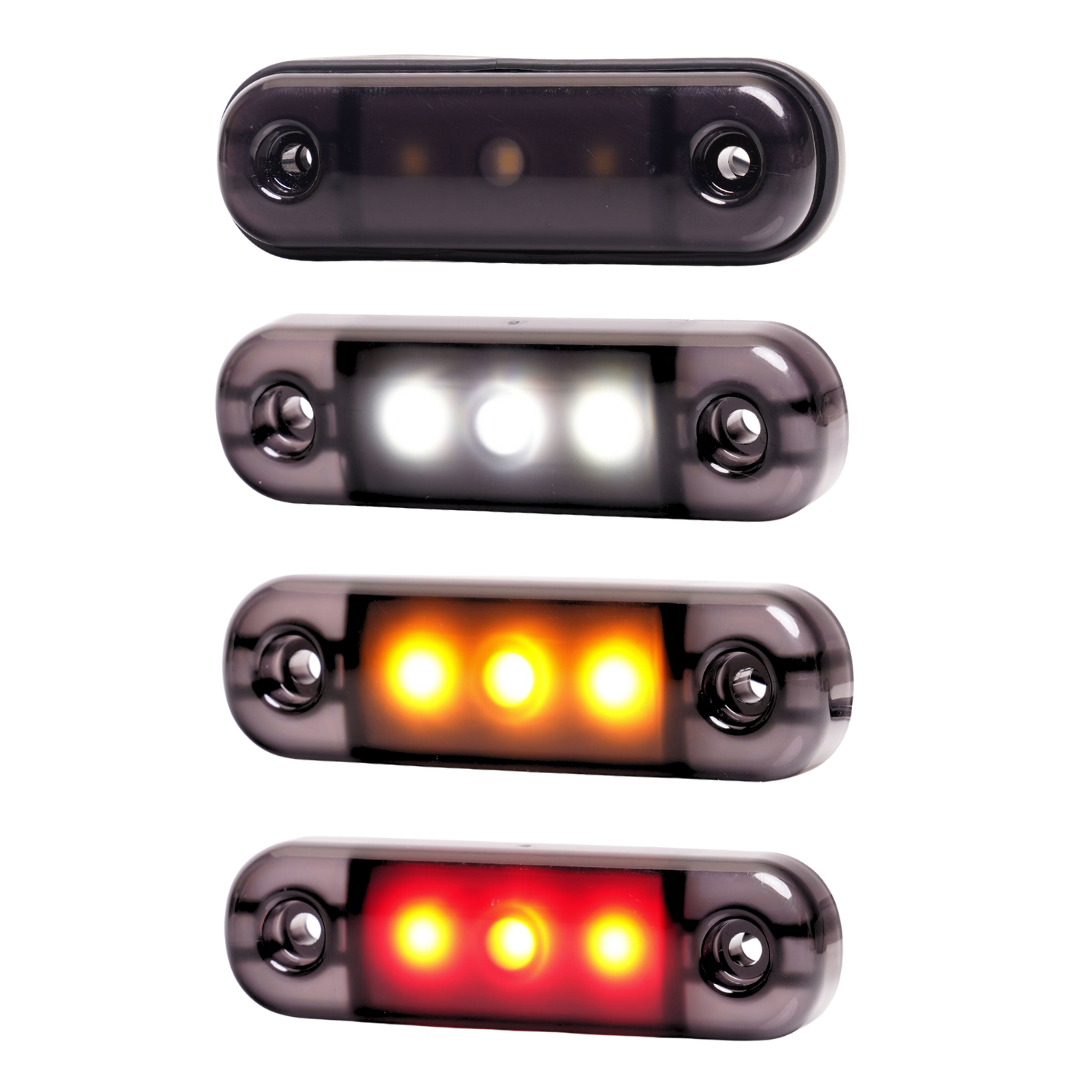 WAS Black Smoked Marker Light / Dark Lens / 3 LED -