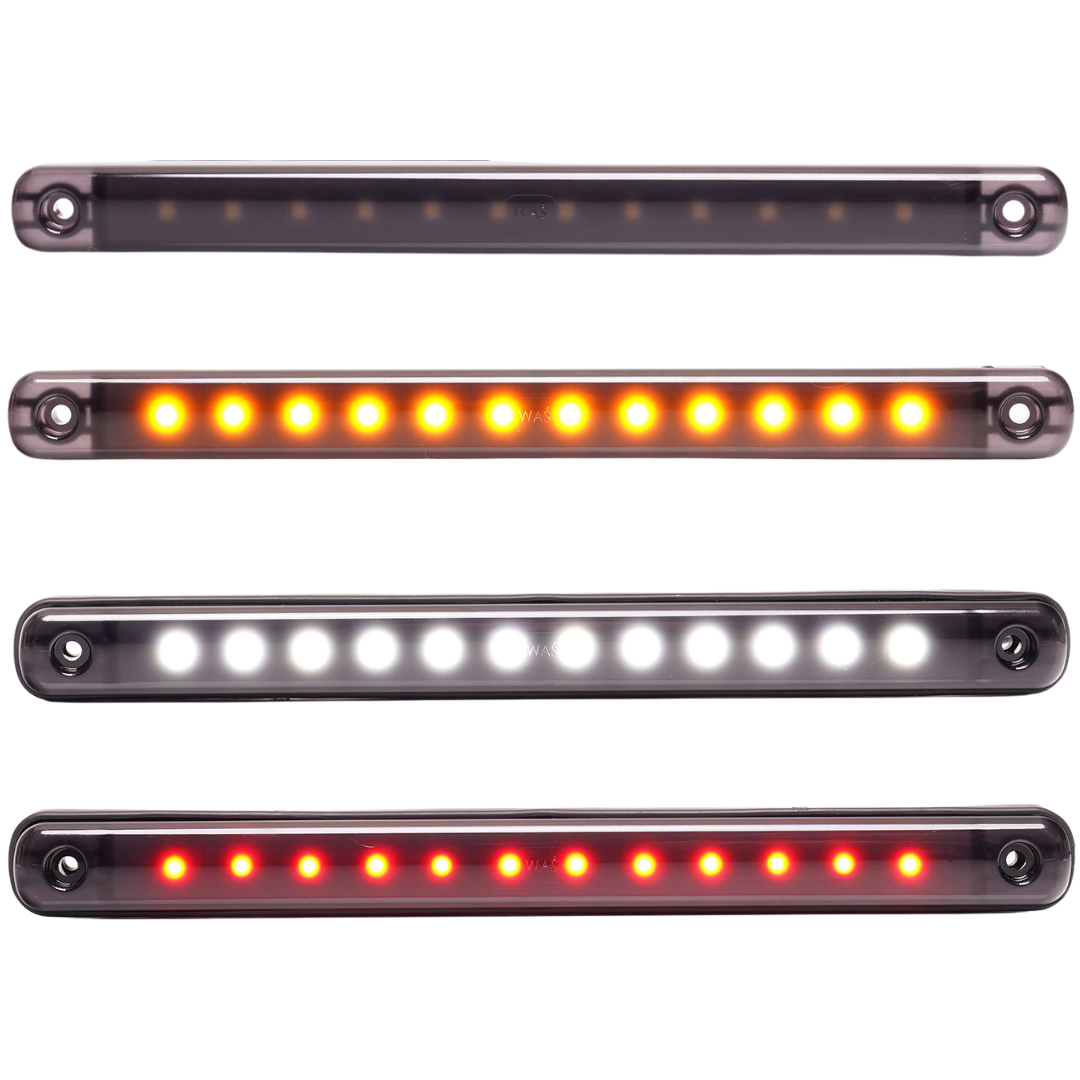 WAS Long 238mm Black Smoked Marker Light / Dark Lens / 12 LED -