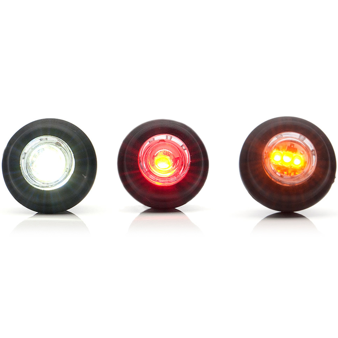 WAS W80 Small Round Push In Marker Light / Button Type / Flat Gasket -