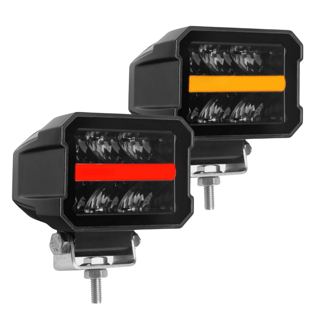 Dark Look LED Work Light with Red / Amber Position Light Strip -