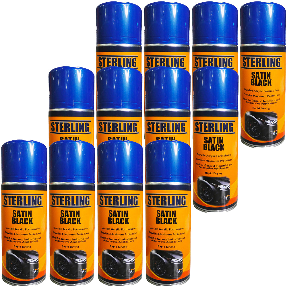 Satin Black Spray Paint / Box of 12 - spo-cs-disabled - spo-default - spo-enabled - spo-notify-me-disabled