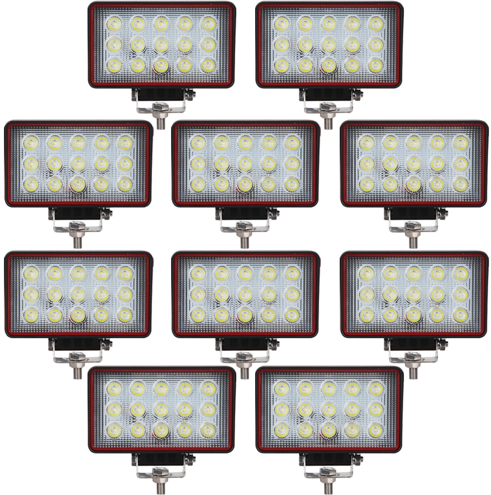 Packung mit 10 rechteckigen LED-Arbeitsscheinwerfern mit Flutlichtstrahl 45  W / LED-Autolampen