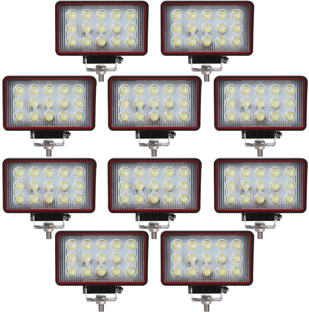 Pack of 10 Rectangular LED Work Lights with Flood Beam 45w / LED Autolamps - spo-cs-disabled - spo-default - spo-disabl