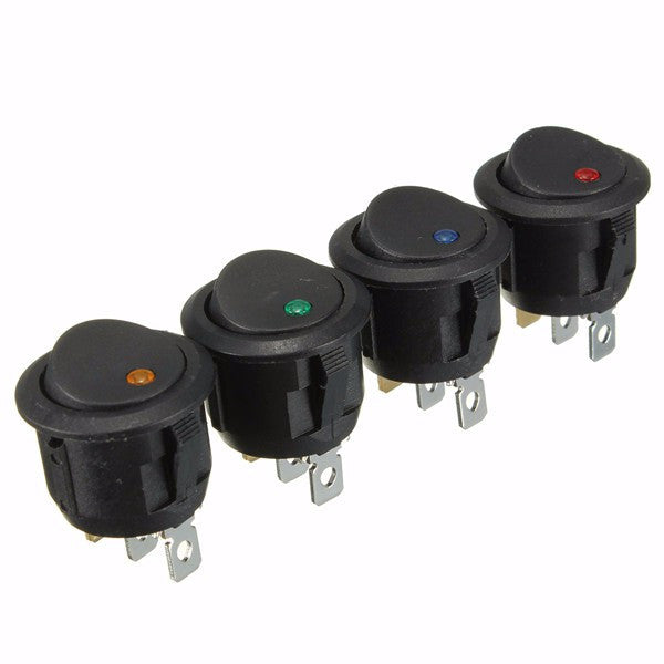Pack of 10 LED Round Rocker Switches