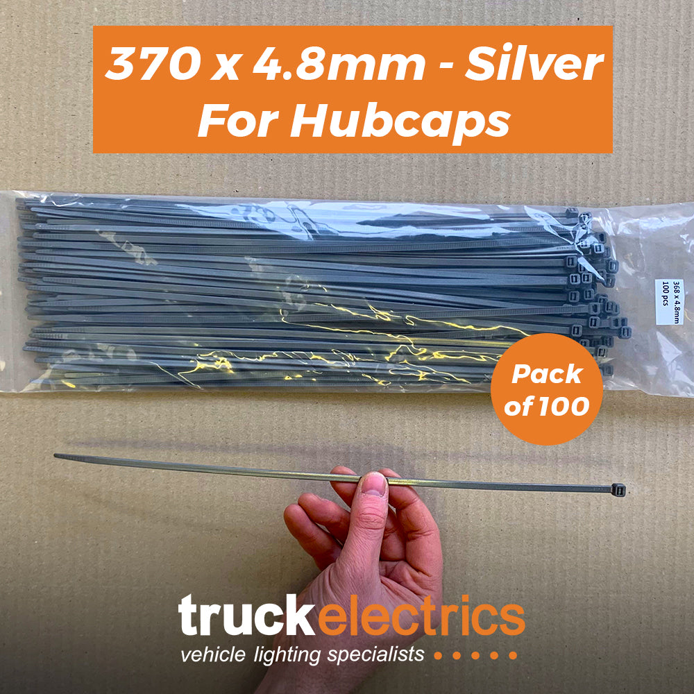 Cable Ties - SILVER - 370 x 4.8mm for Wheel Trims / Hubcaps - Cable Ties - spo-cs-disabled - spo-default - spo-enabled