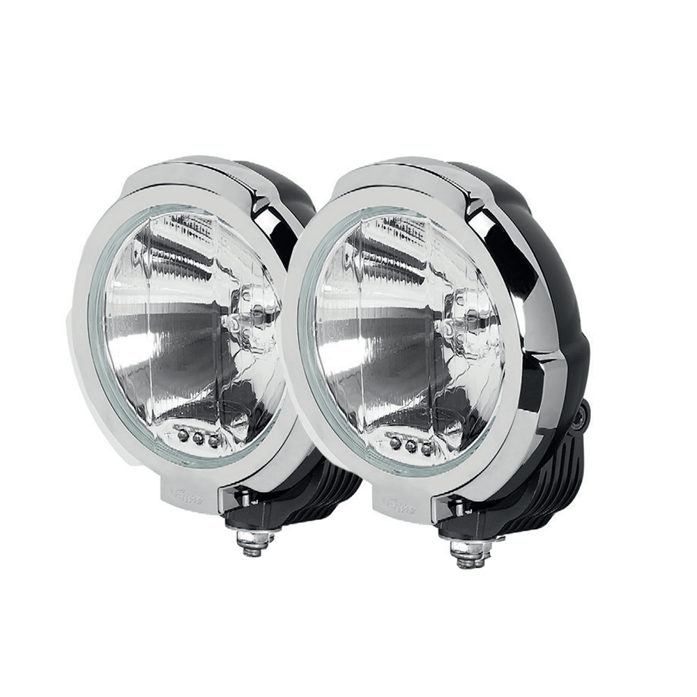 Sim 7" Spot Lamp with LED Position Light chrome silver jeep rally car bull bar set of 2
