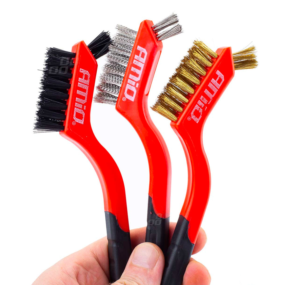 3 PACK Miniature Wire Brush Set - Steel Nylon and Brass - Small Component Brush on OnBuy 3 PACK Miniature Wire Brush Set - Steel Nylon and Brass - Small Component Brush on OnBuy
