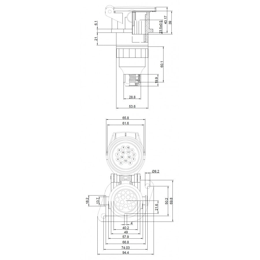 24v 15 Pole Socket