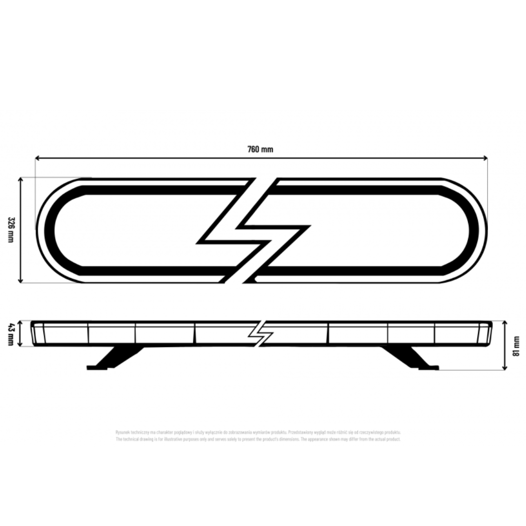 LED Slimline Beacon Roof Lightbar / 2.5ft / 760mm