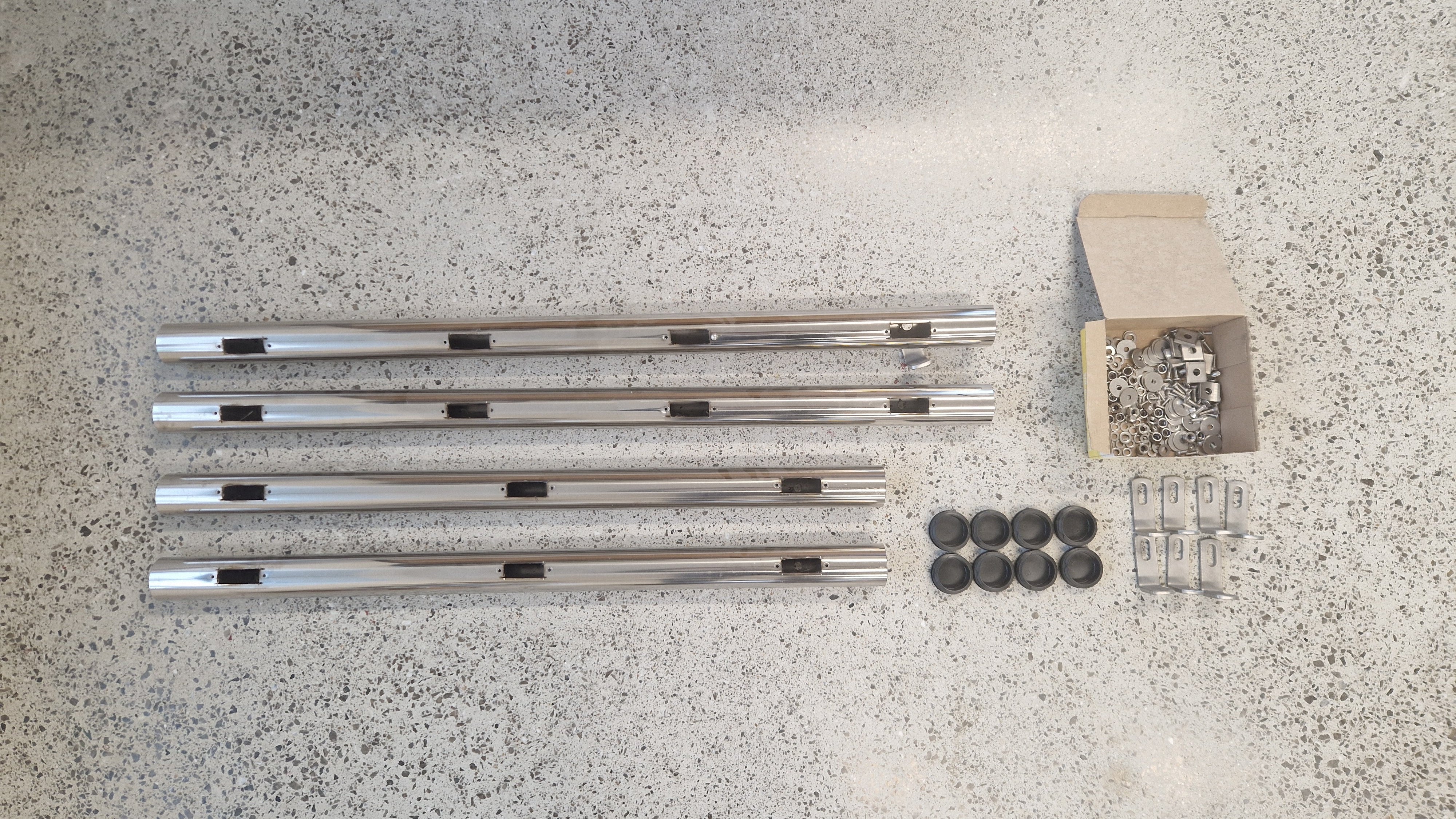 Stainless Steel Bars x 4 with Brackets & Fixings