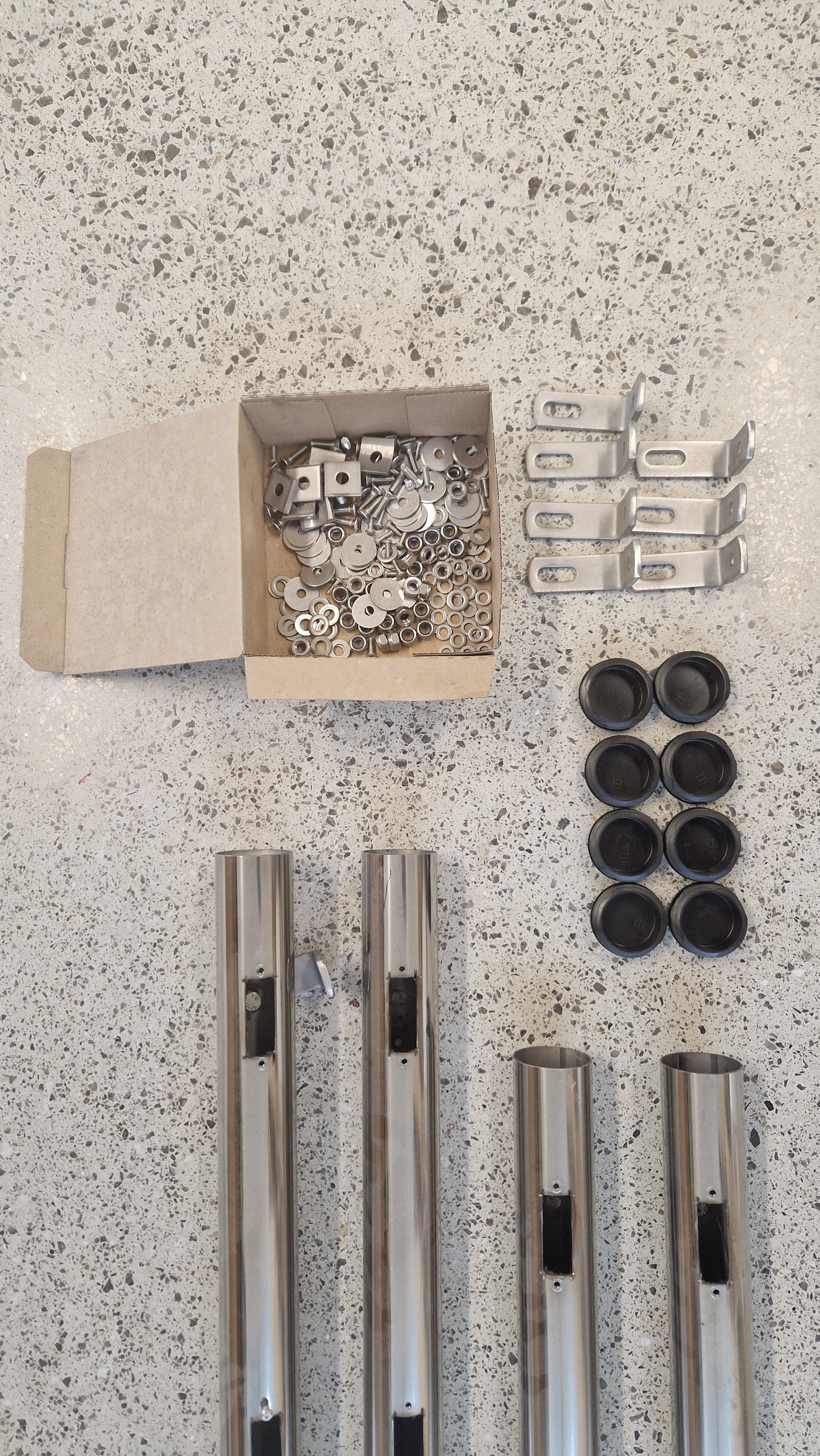 Stainless Steel Bars x 4 with Brackets & Fixings