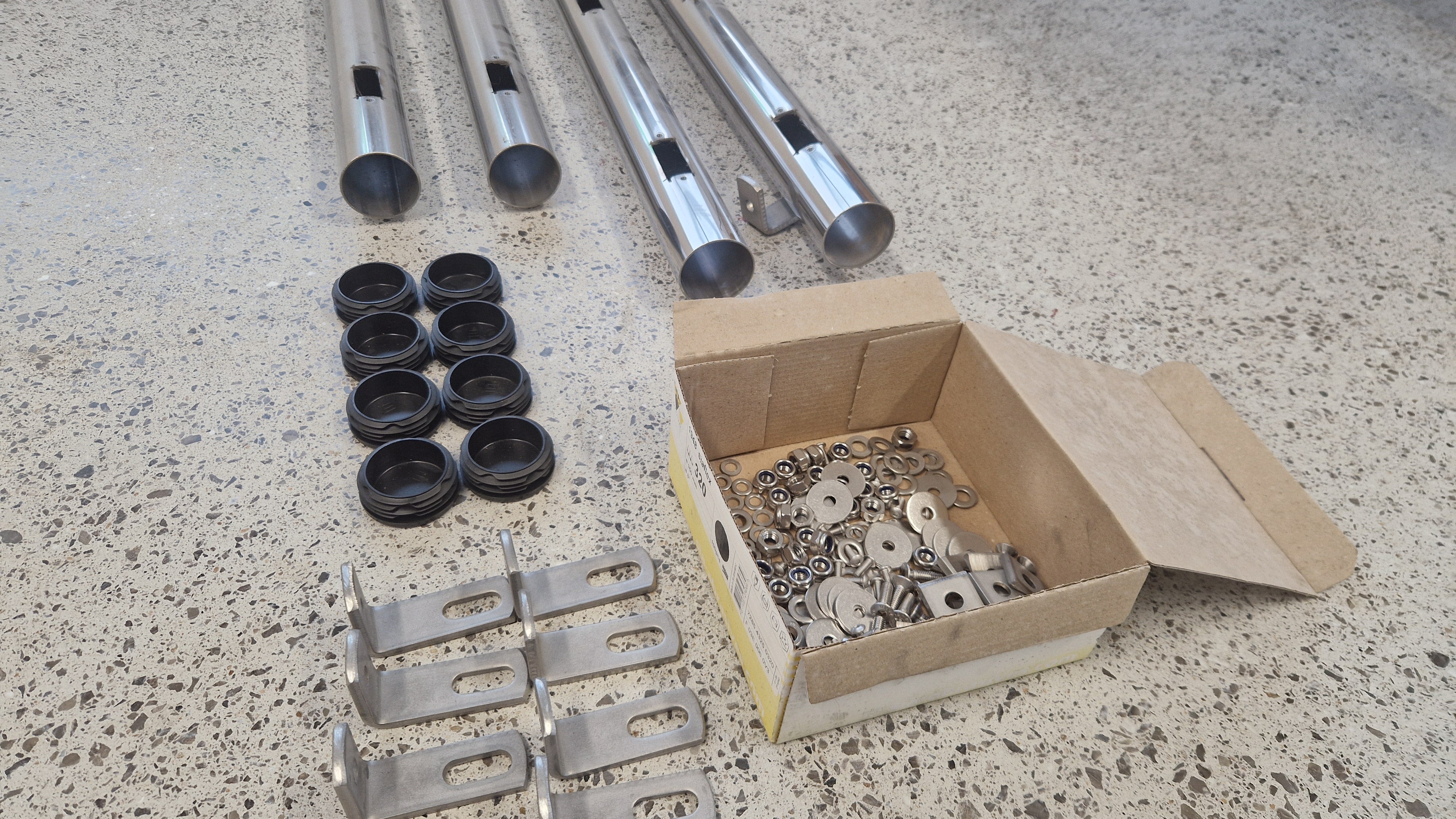 Stainless Steel Bars x 4 with Brackets & Fixings