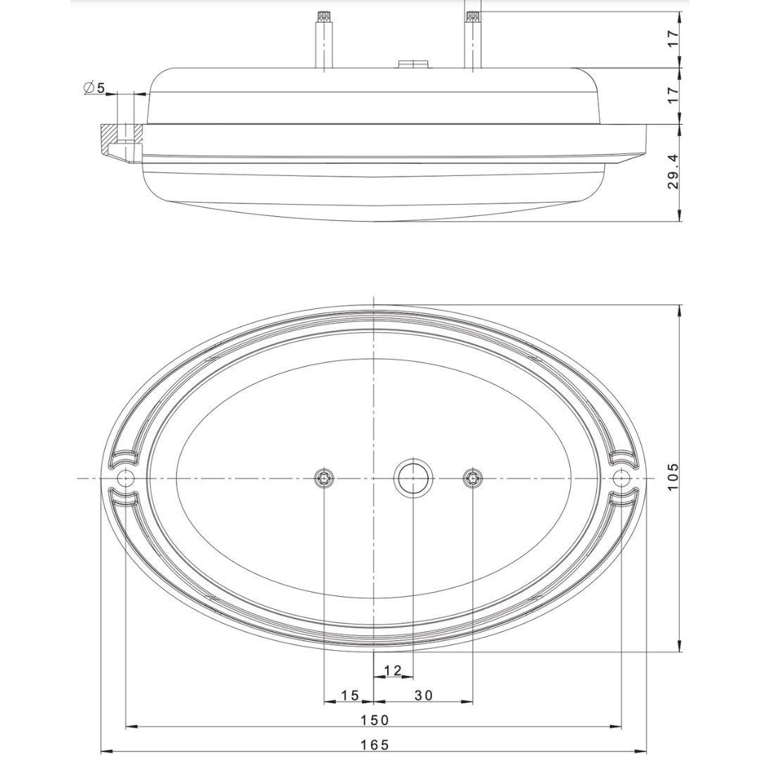 LED Oval Round Trailer Lamp / Fristom FT-355
