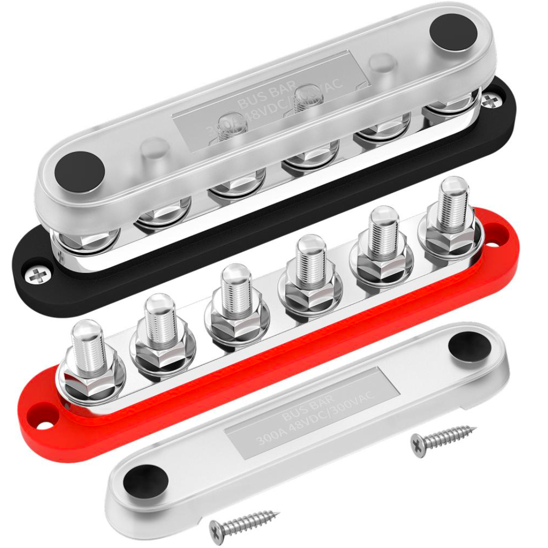 300A Busbar with 6 x M10 Stud Terminals & Cover - spo-cs-disabled - spo-default - spo-disabled - spo-notify-me-disabled