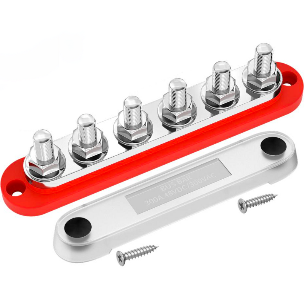 Verzamelrail, stroomverdelerblok, 300 A, busbar met 4 x M10 postbus Verzamelrail, stroomverdelerblok, 300 A, busbar met 4 x M10 postbus