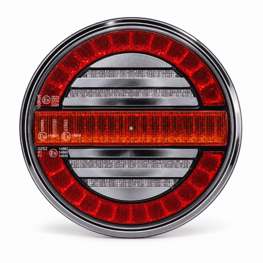 Fristom Round Hamburger Style Trailer Lamp with Dynamic Indicator
