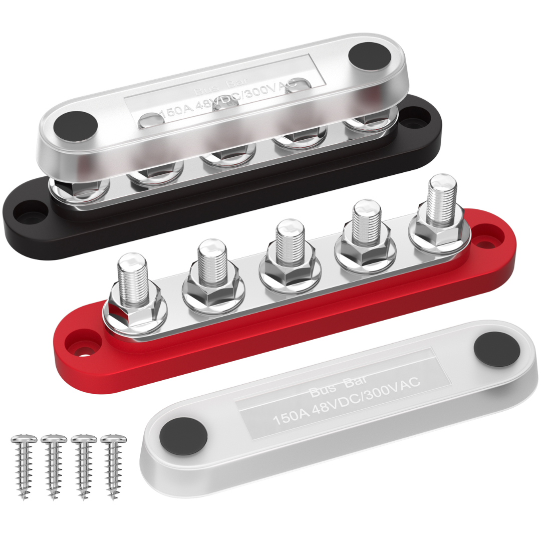 150A Busbar with 5 Stud Terminals (M6) & Cover - spo-cs-disabled - spo-default - spo-disabled - spo-notify-me-disabled