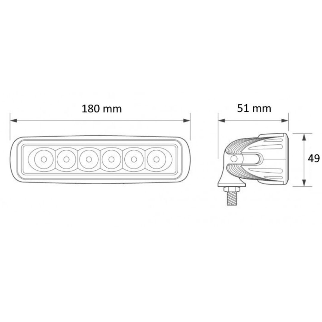 Long LED Work Light with Stainless Bracket / 30W