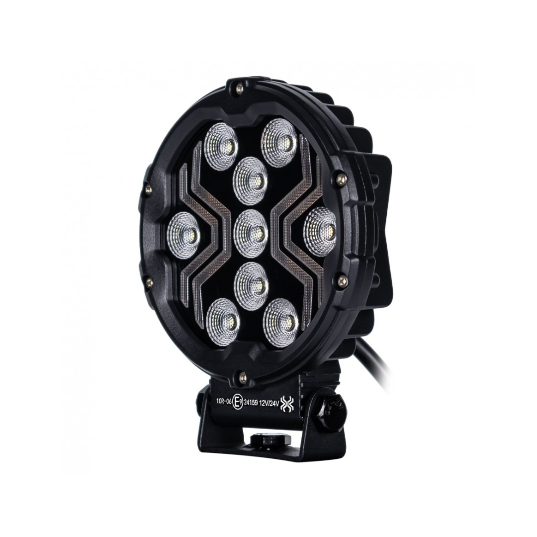 Runder Dark Spider LED-Arbeitsscheinwerfer mit bernsteinfarbenem Positionslicht