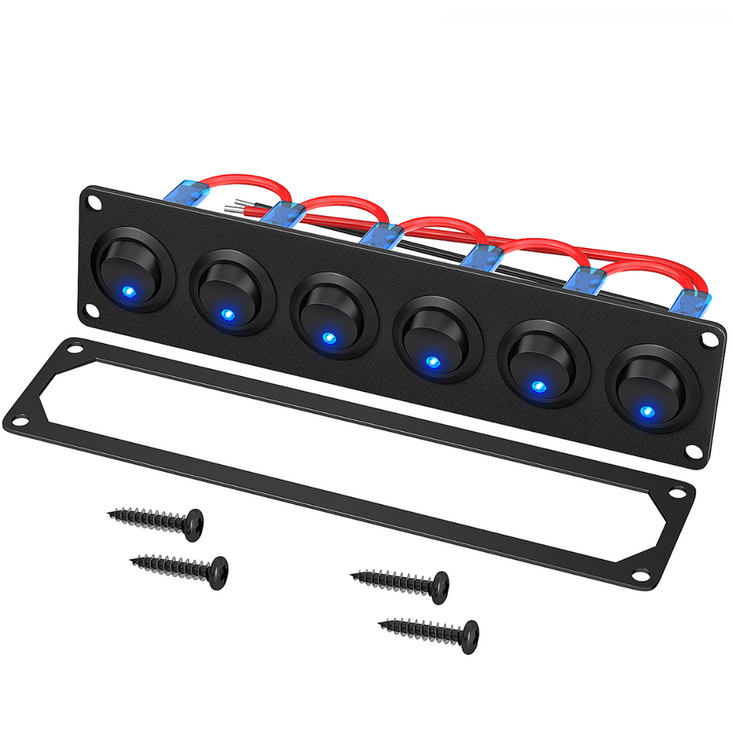 5v Led Rocker Switch 6 Way Switch Panel with Blue LED Rocker Switches