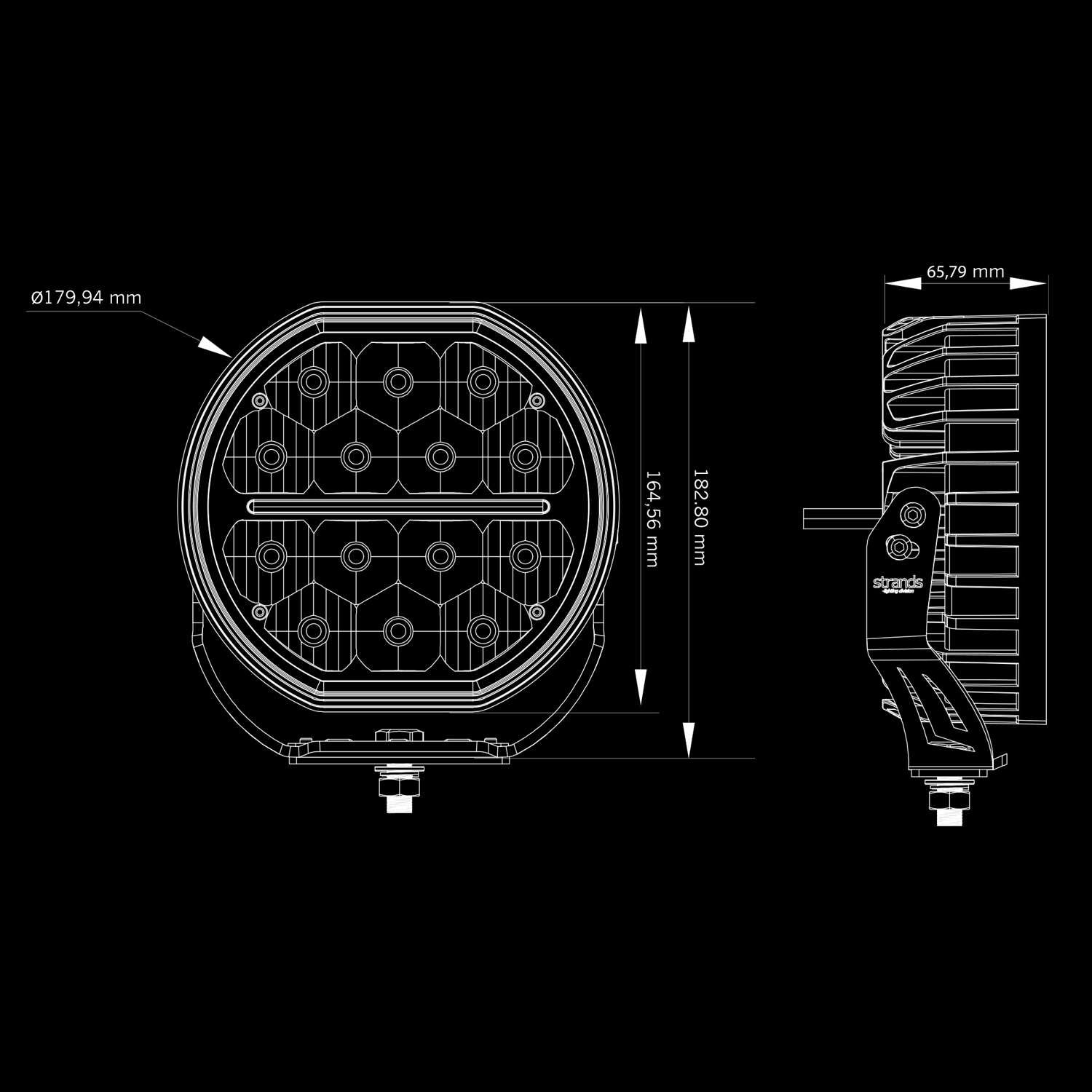 dimensions Strands Big Energy 7" LED Driving Light