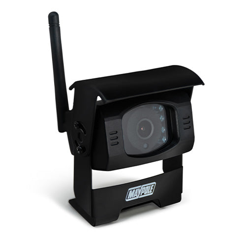 Black reversing camera with antenna on a white background