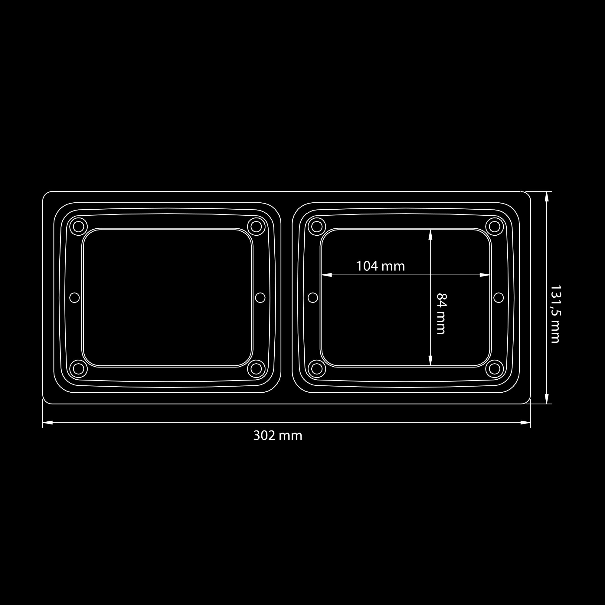 Strands IZE LED Double Mounting Frame / 2 Lamp Horizontal Version - 