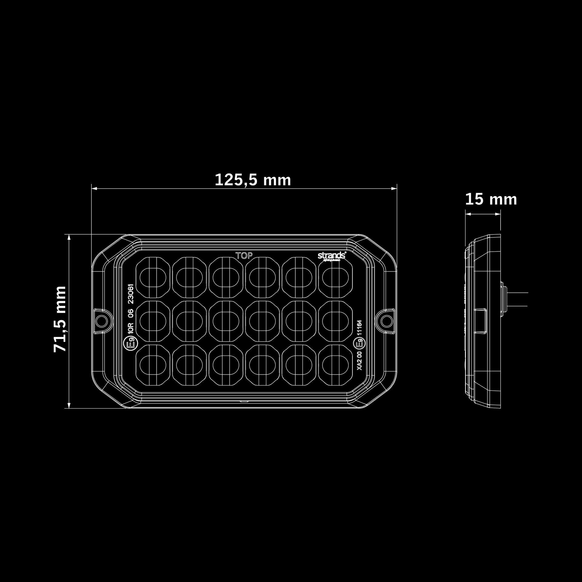 Strands Dark Knight Duo Strobe 18 LED Warning Light / Amber & White UK + Ireland