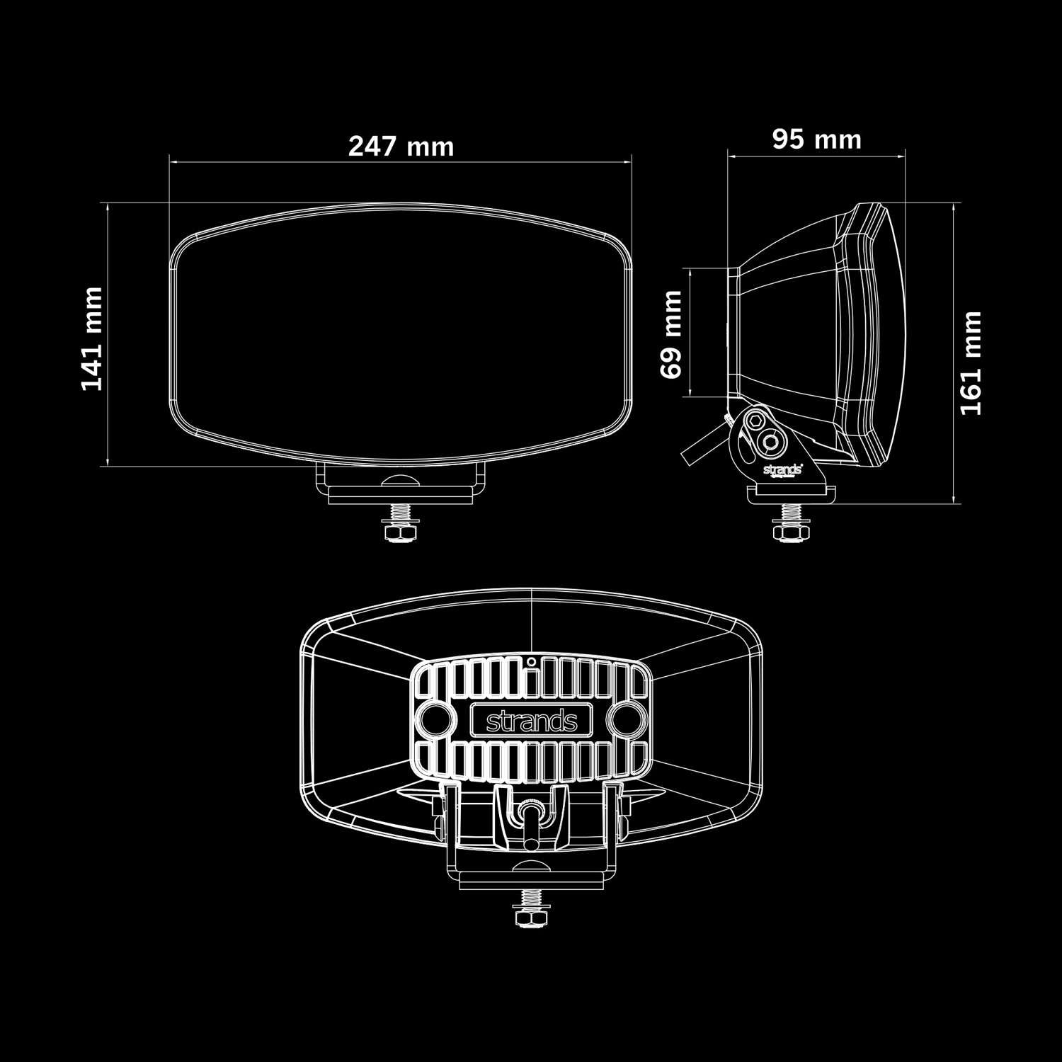 Strands IZE LED OG Oval Driving Light hella jumbo dimensions