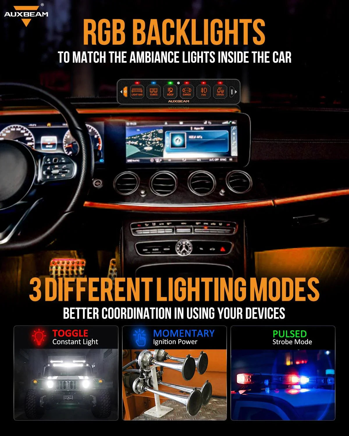 6 Way Auxbeam Control Panel / Slimline UK + Ireland