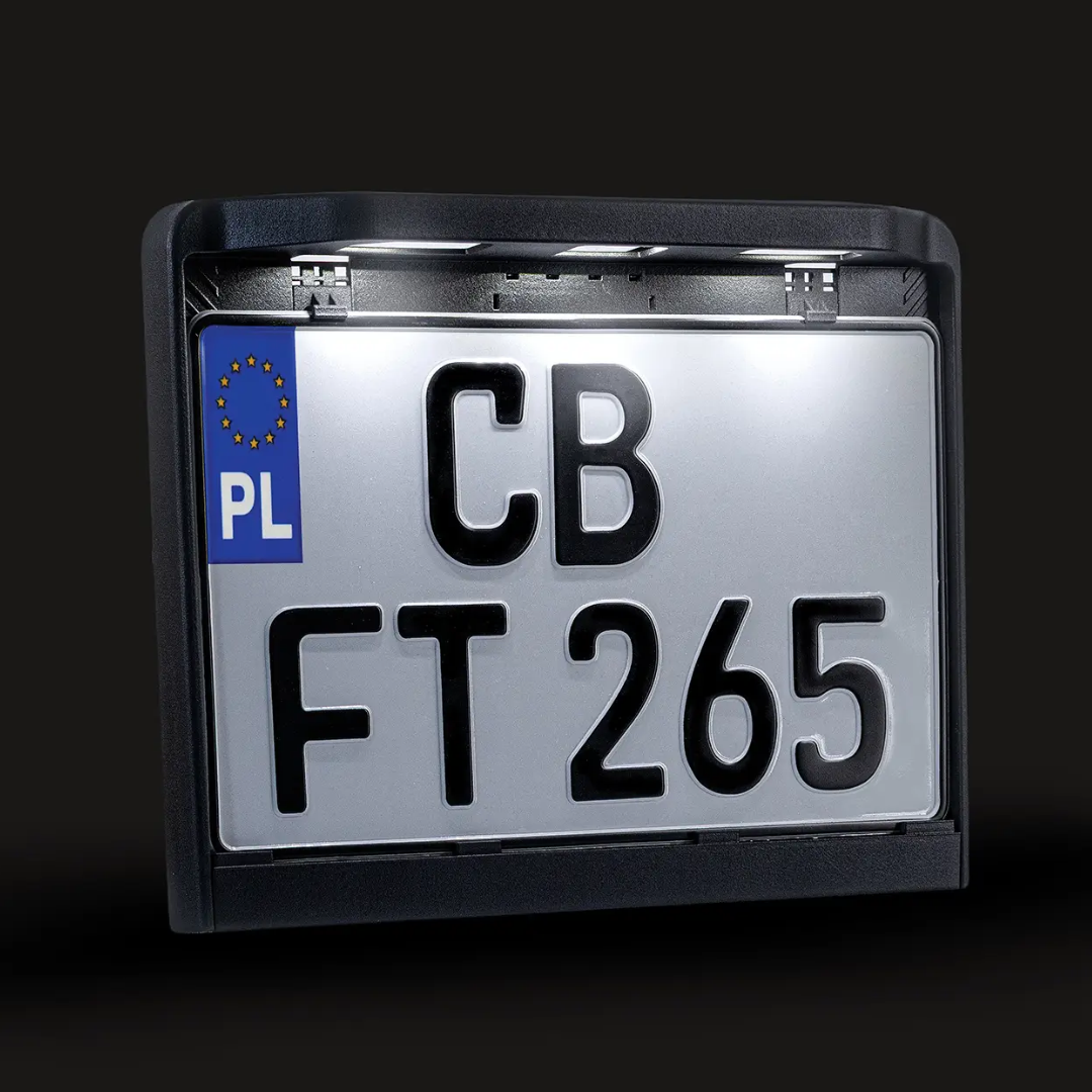 European Number Plate Holder with LED Lights / Square Type