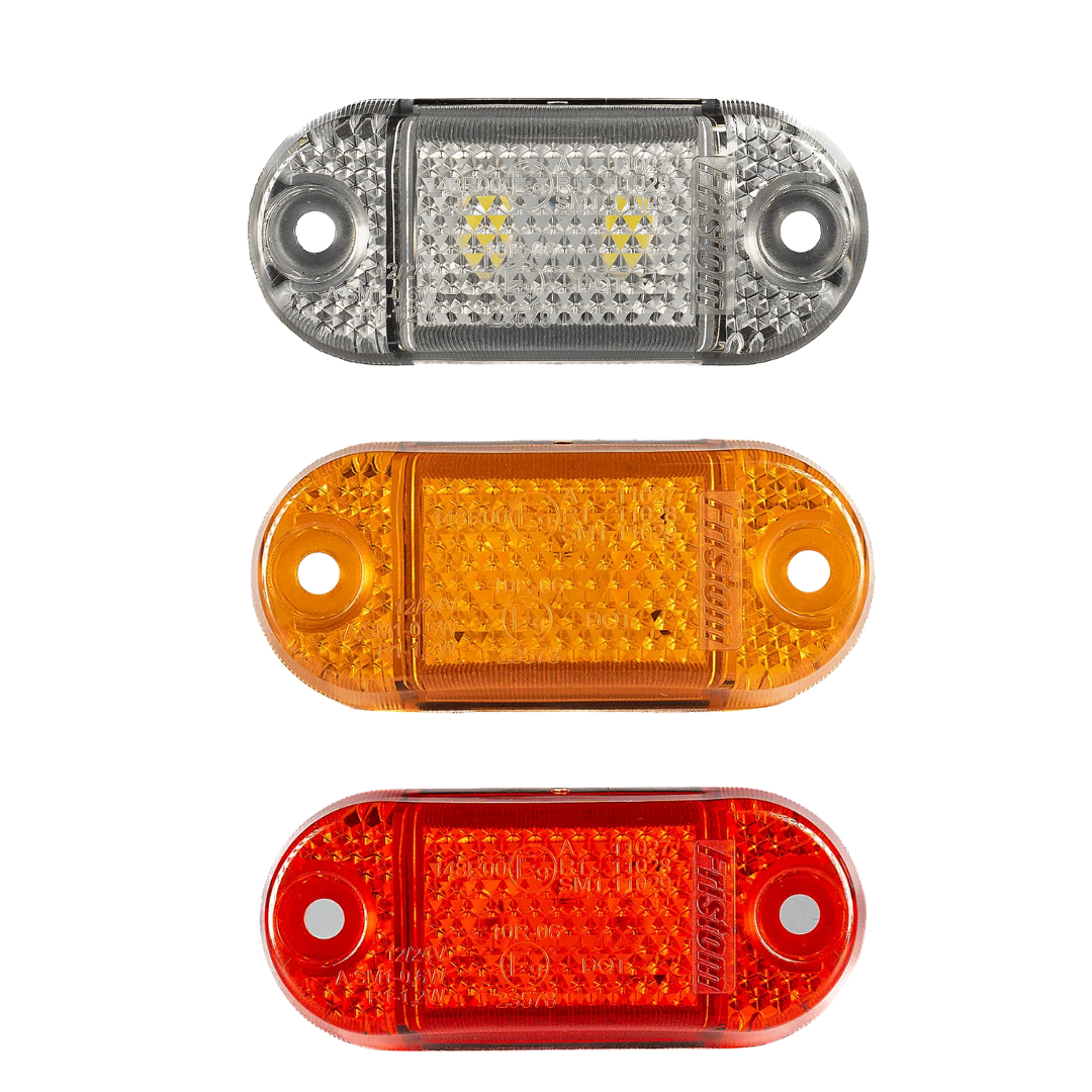 Fristom FT-062 Small LED Marker Lights on white background lit up