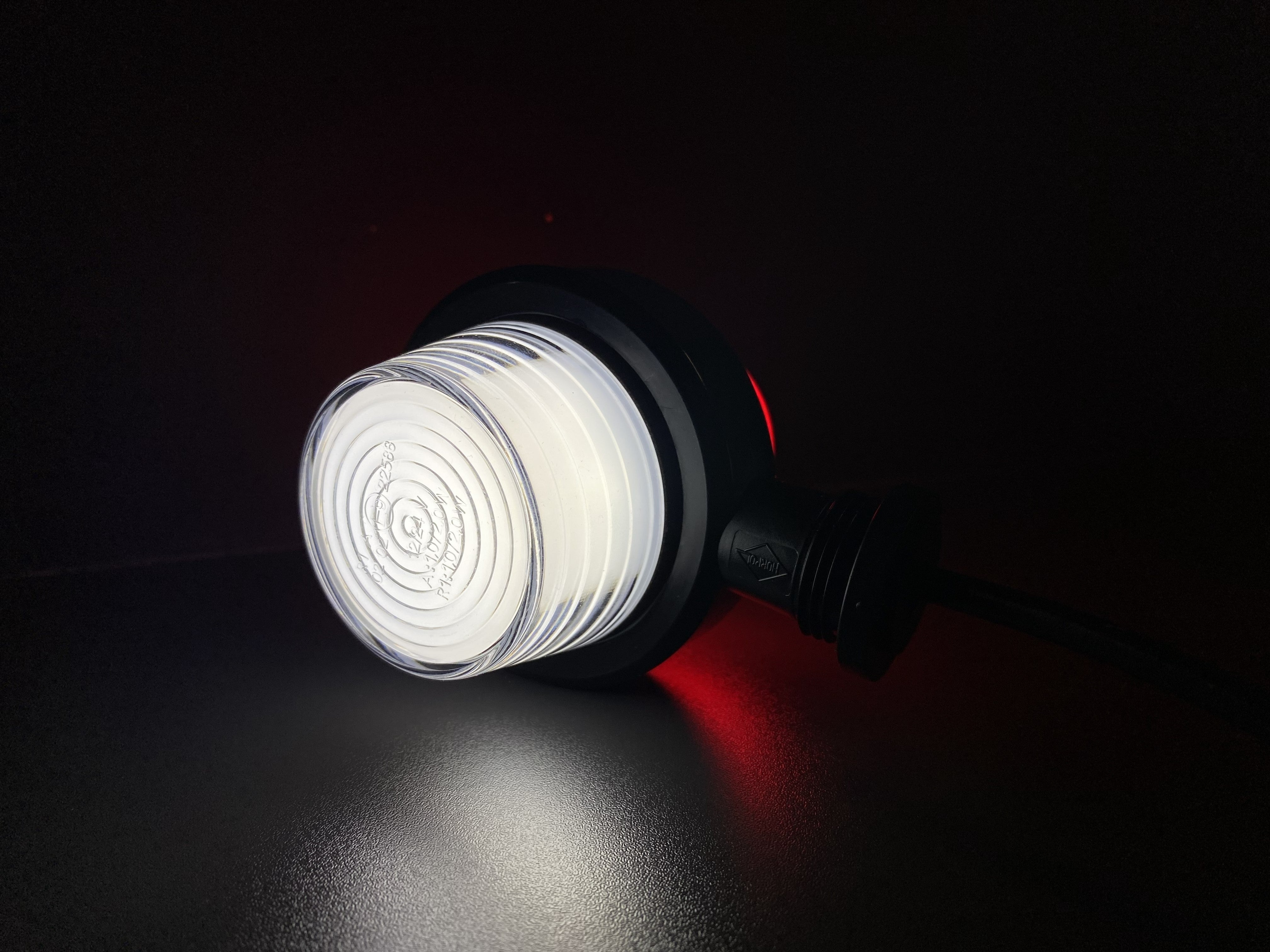 Old School Danish Short LED Outline Marker Light / Red & White Neon Lens