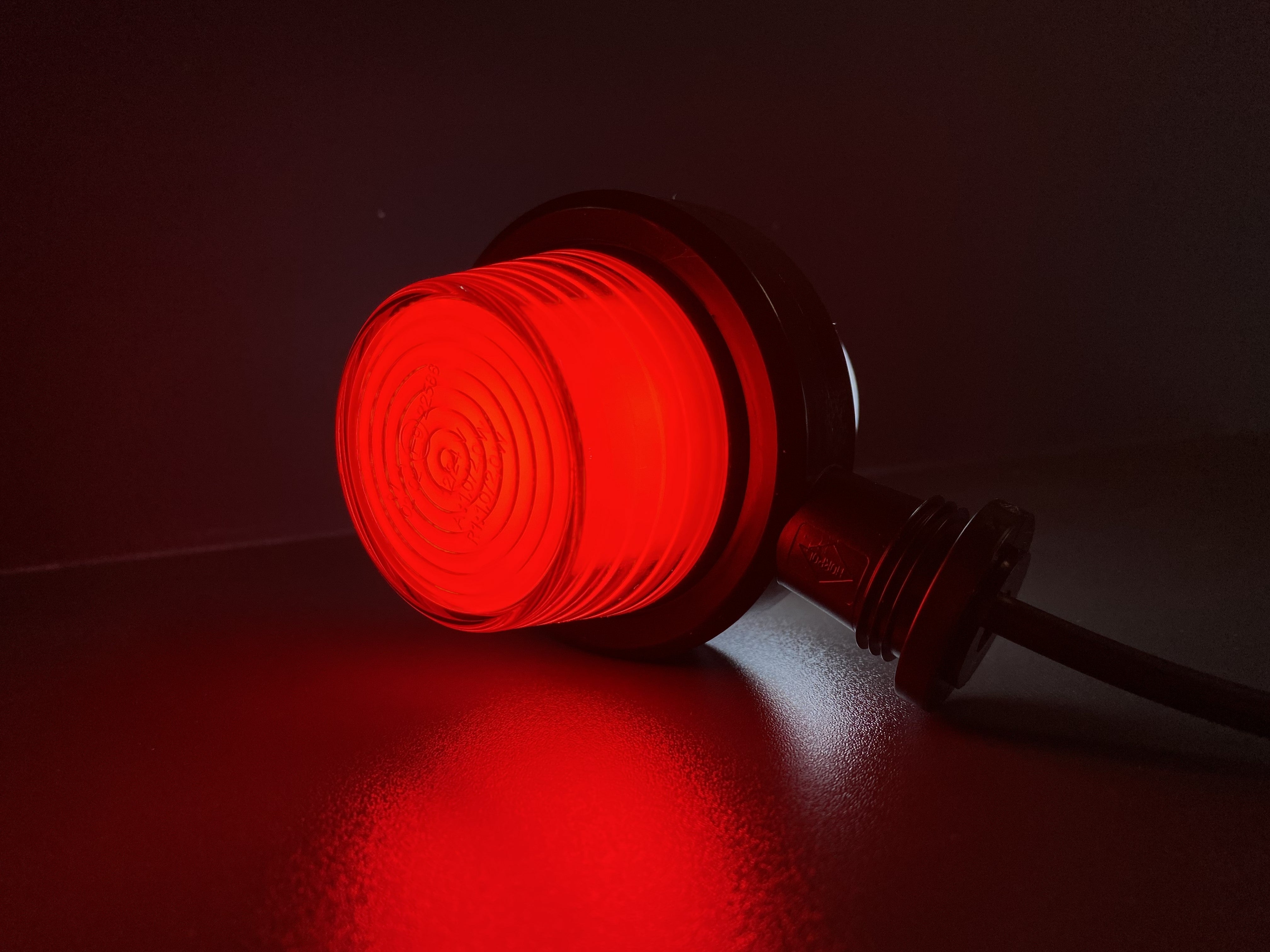 Old School Danish Short LED Outline Marker Light / Red & White Neon Lens