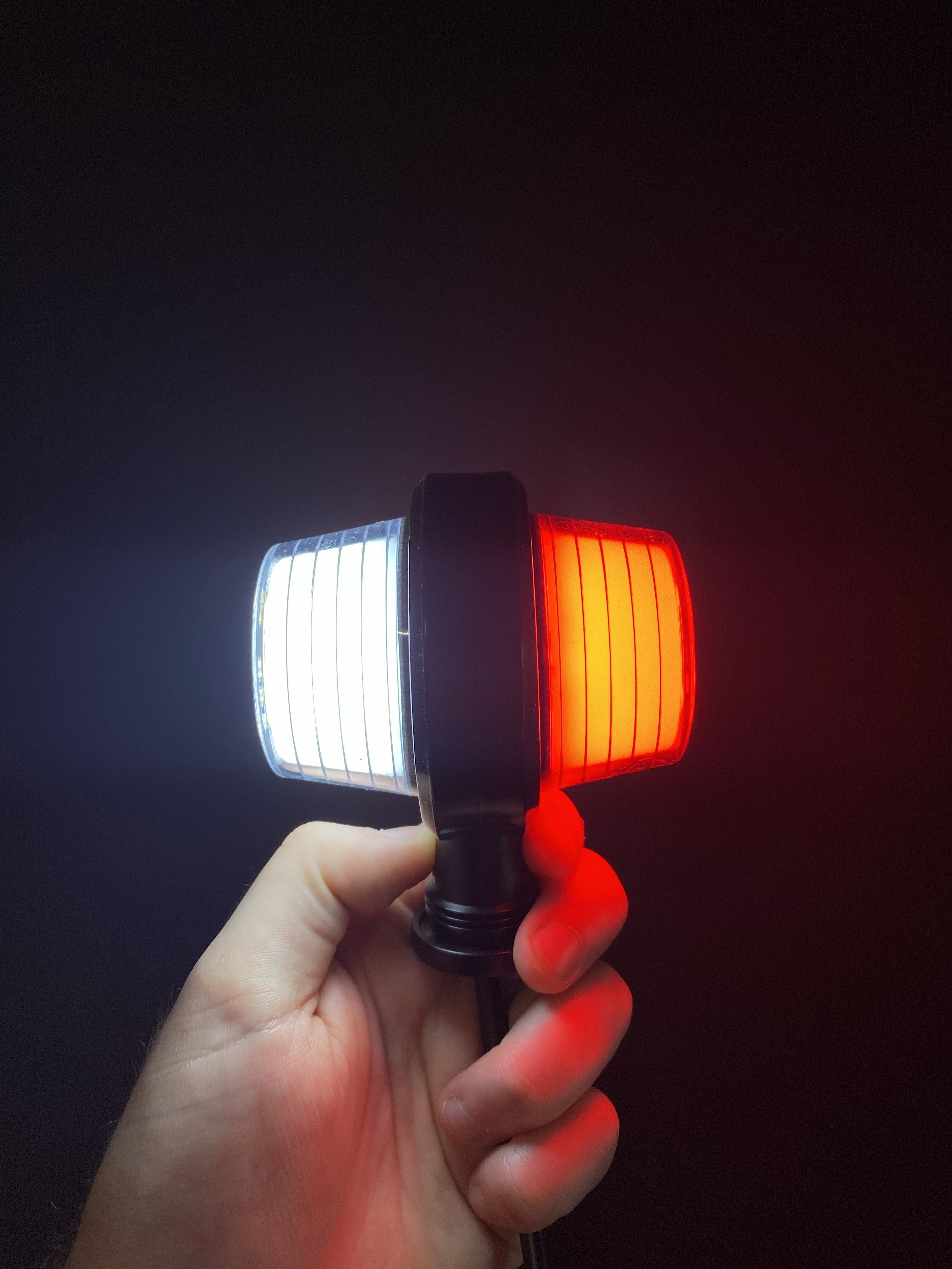 Old School Danish Short LED Outline Marker Light / Red & White Neon Lens
