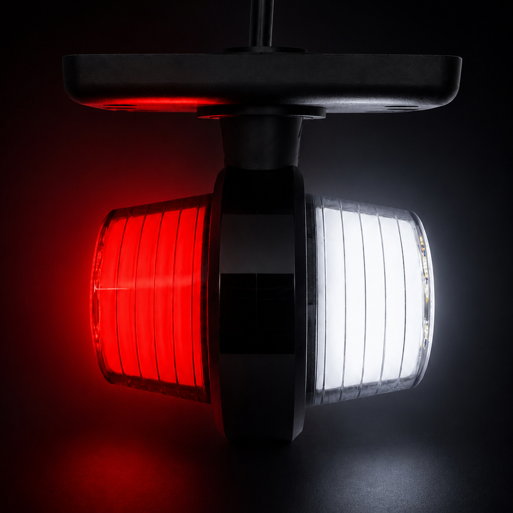 Old School Danish Short LED Outline Marker Light / Red & White Neon Lens