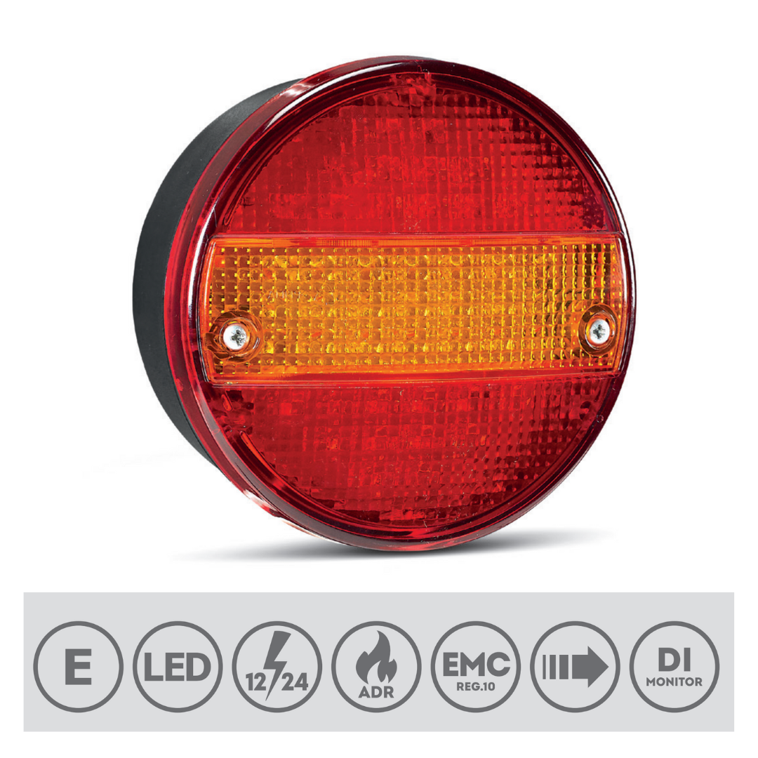 SIM 3111 Round Hamburger Trailer Light with Dynamic Indicator